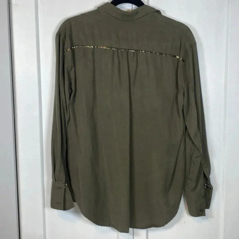 Free PeopleDark army Green button down shirtsmall - Picture 7 of 7